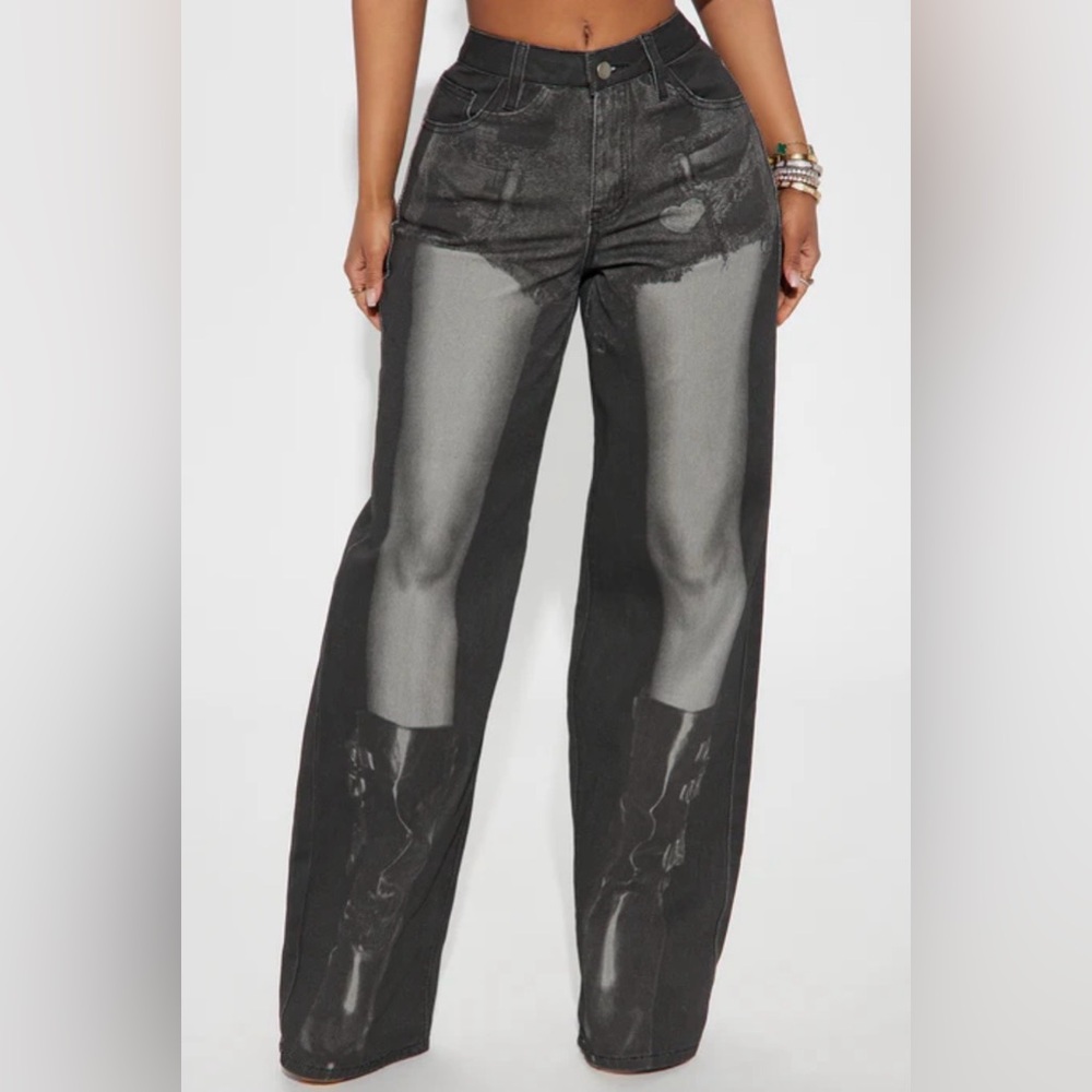 Fashion Nova Got Legs For Days Printed Baggy Jeans